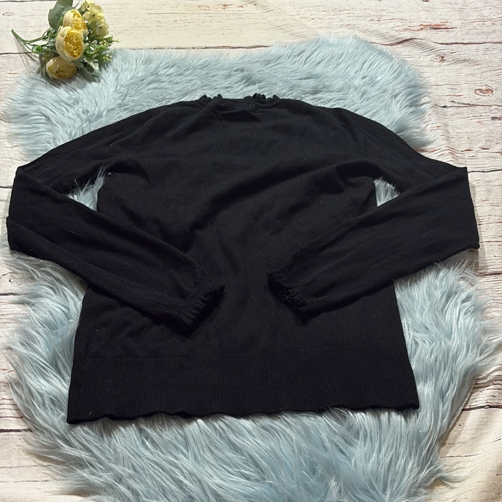 Max Studio Black Ruffle Trim Sweater sz S - Picture 7 of 7
